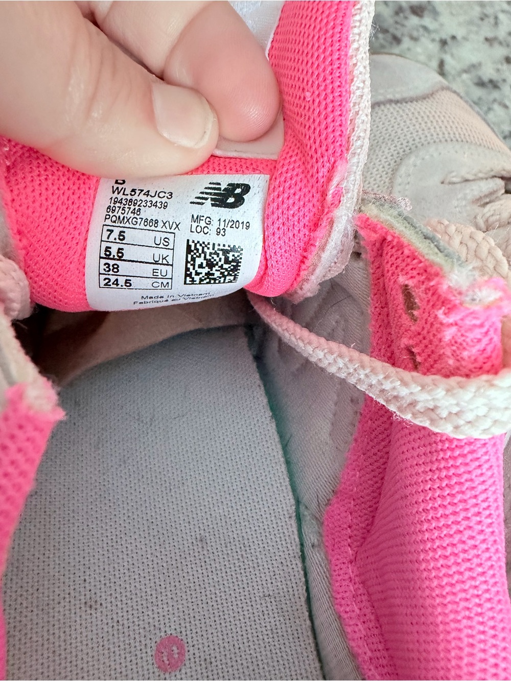New Balance Women's Light Pink Athletic Sneaker with Bright Pink Lining - Picture 9 of 9